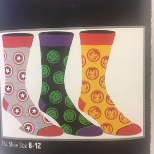 Marvel Socks 3 Pair Capt America Iron Man Hulk